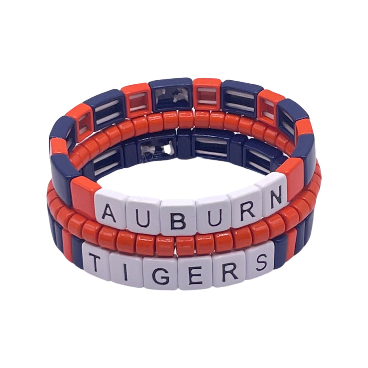 Women's CANVAS Style Auburn Tigers Enamel Silicone Bali Bracelet