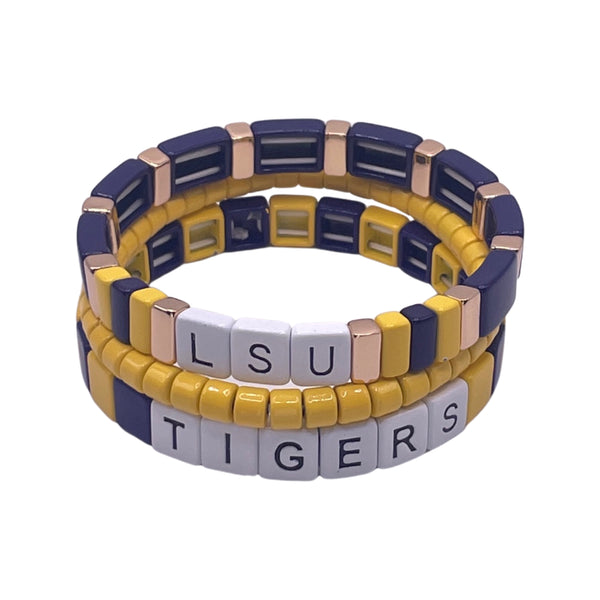 Geaux LSU Tiger Bracelets; LSU Football, Louisiana State University