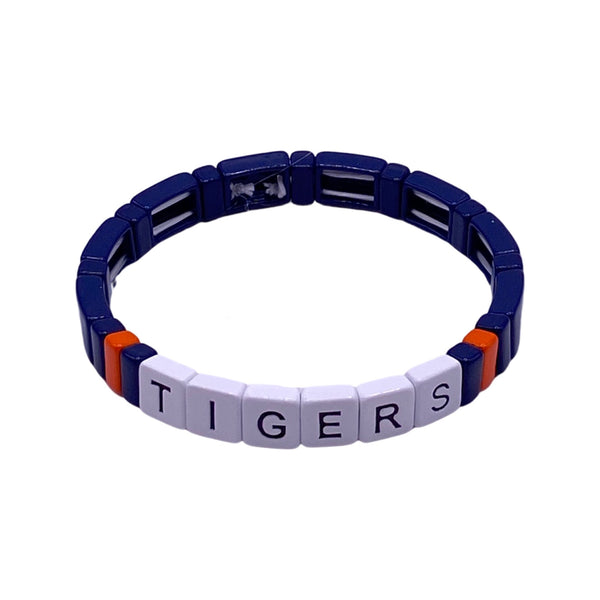 Women's CANVAS Style Auburn Tigers Enamel Silicone Bali Bracelet